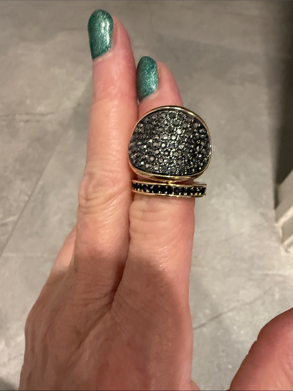 Park Lane Gold-Tone Black Pave Stackable Ring